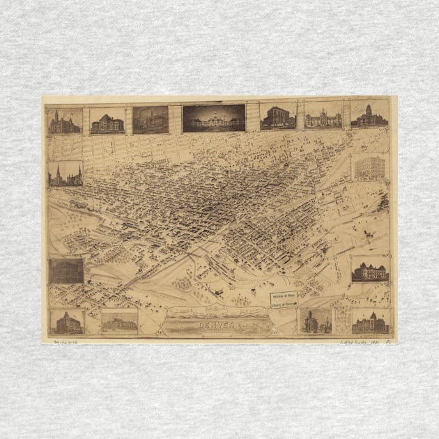 Vintage Pictorial Map of Denver CO (1881) by Bravuramedia